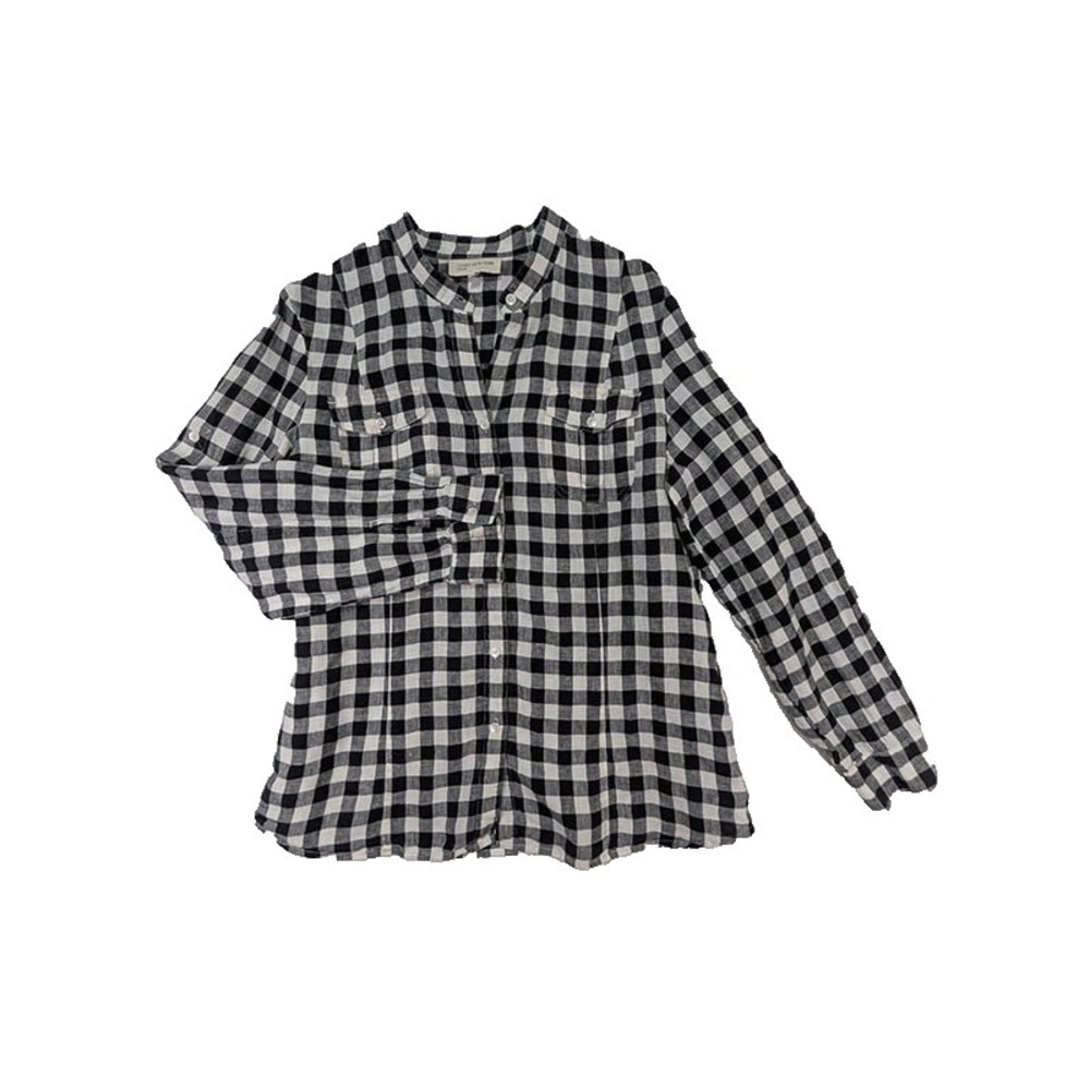 Jones New York Linen Tunic Womens L Buffalo Check Cottagecore Farmcore Boho Chic